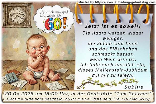 lustige Einladung Geburtstag - das Baby